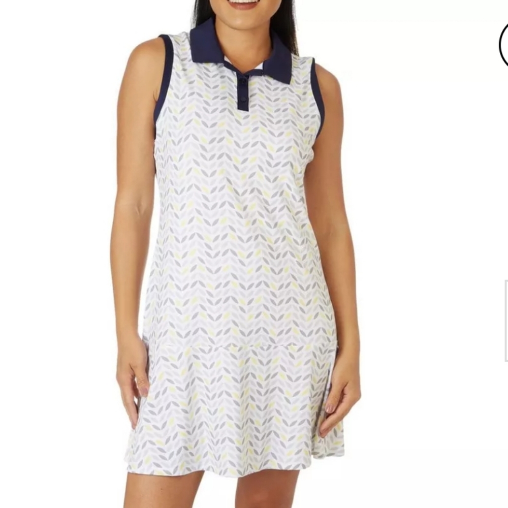 WOMENS LILLIE GREEN LATTICE GOLF DRESS WITH UPF 50 SIZE S